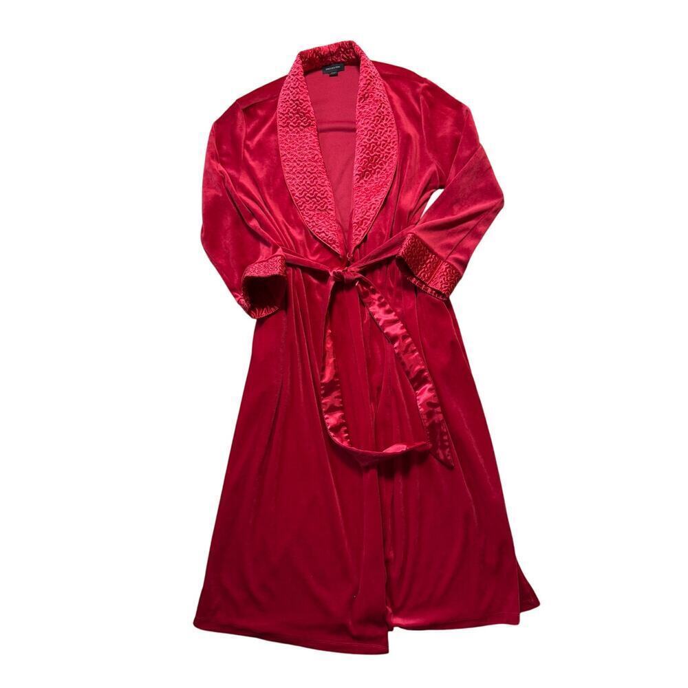 JONES NY Women's Tie waist, Royal Red Velvet WOMEN'S BATHROBE, SIZE L/XL